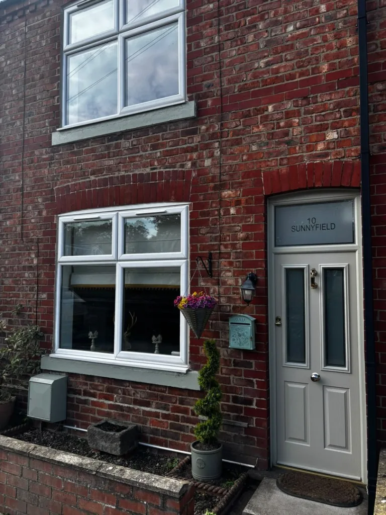 Agate grey composite door with gold knocker, great ayton installed in great ayton