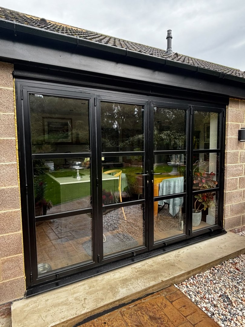 Crittall-style black aluminium bifold doors, normanby, middlesbrough by endeavour windows