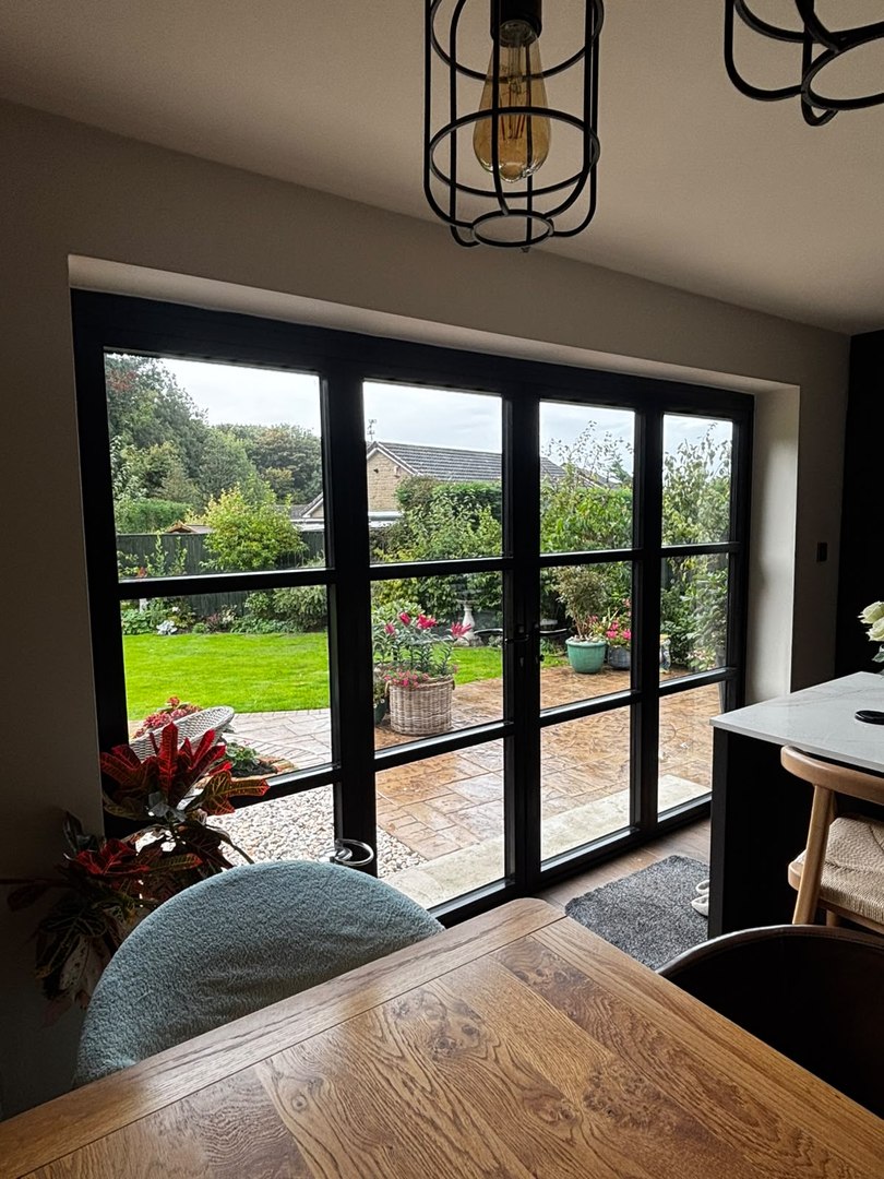Crittall-style black aluminium bifold doors, normanby, middlesbrough by endeavour windows