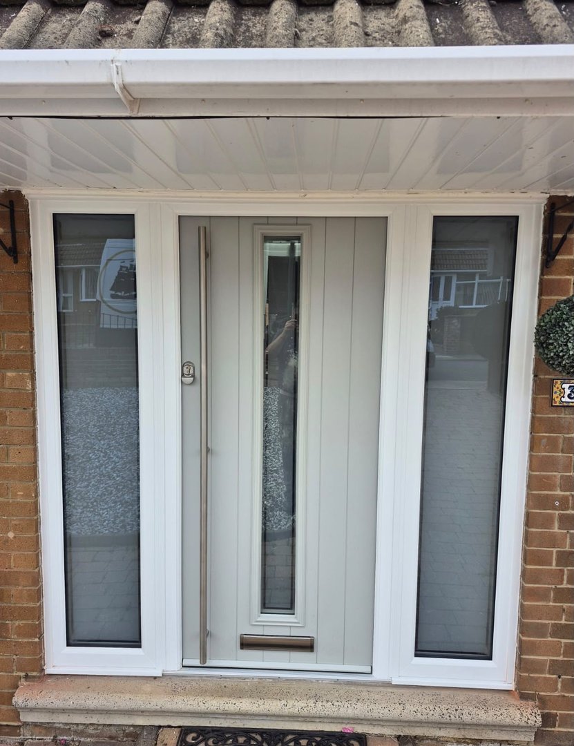 White windows & agate grey composite door, skelton by endeavour windows
